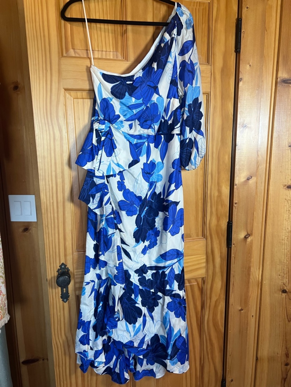 J. Crew Blue Floral One-Shoulder Women’s Dress